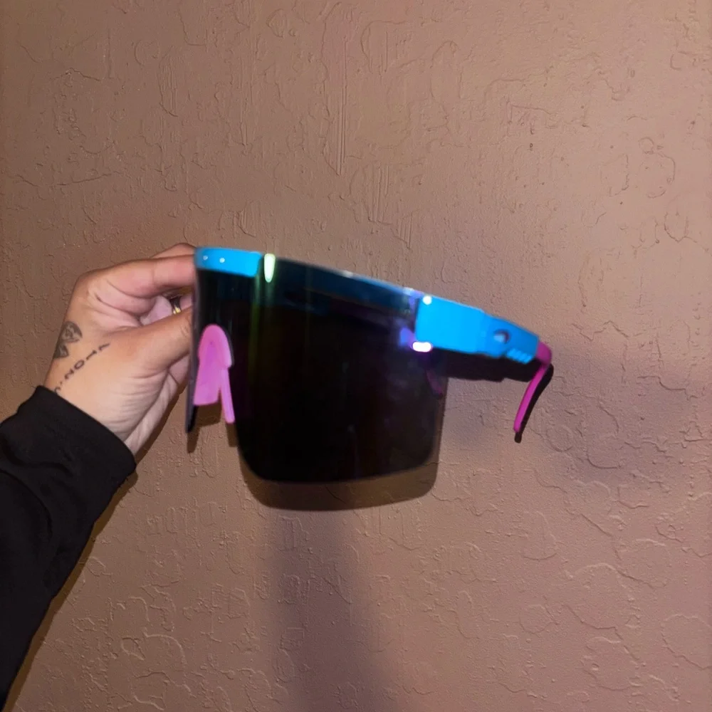 Blue and Pink Sporty Shield Glasses